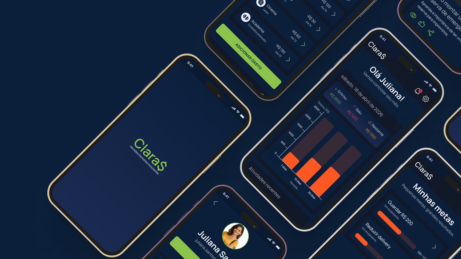 Mockup Projeto de UX/UI Design do app Clara$